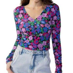 NWT Sanctuary Anthropologie Eye Catcher Floral Boho V-Neck Long Sleeve T…